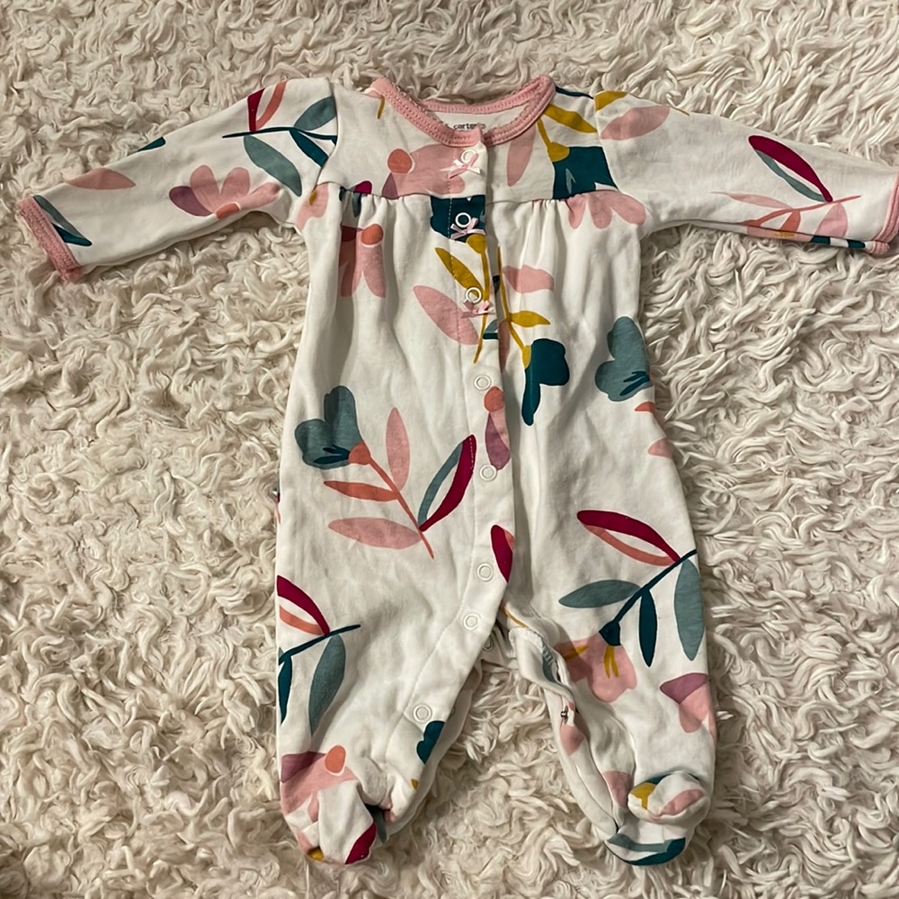 Spring time floral footie onesie